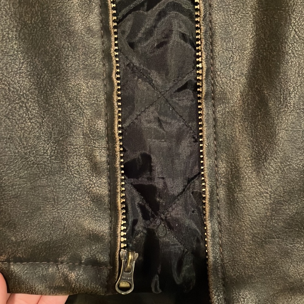 Retro leather jacket dark brown youth xl fits like womens s/m